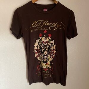 Vintage Y2K Ed Hardy Lucky 13 skull tee
